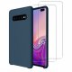 Coque Samsung Galaxy S10 Plus Silicone liquide Bleu Marine + 2 Vitres en Verre trempé Protection écran Antichocs