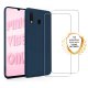 Coque Samsung Galaxy A40 Silicone liquide Bleu Marine + 2 Vitres en Verre trempé Protection écran Antichocs