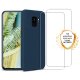 Coque Samsung Galaxy S9 Silicone liquide Bleu Marine + 2 Vitres en Verre trempé Protection écran Antichocs