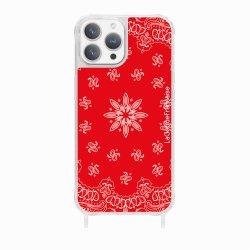 Coque iPhone 14 Pro Max avec anneau glossy transparente Bandana rouge Design La Coque Francaise.