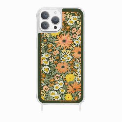 Coque iPhone 14 Pro Max avec anneau glossy transparente Foulard fleurs oranges Design La Coque Francaise.