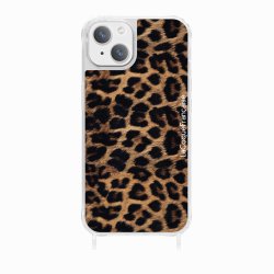 Coque iPhone 14 Plus avec anneau glossy transparente Léopard noir et brun Design La Coque Francaise.