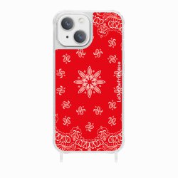 Coque iPhone 14 avec anneau glossy transparente Bandana rouge Design La Coque Francaise.