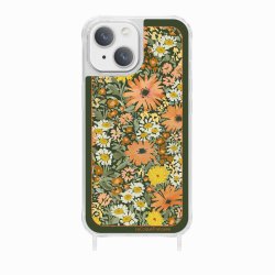 Coque iPhone 14 avec anneau glossy transparente Foulard fleurs oranges Design La Coque Francaise.