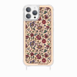 Coque iPhone 13 Pro Max avec anneau glossy transparente Foulard fleurs rouges Design La Coque Francaise.