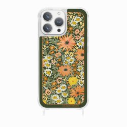 Coque iPhone 13 Pro avec anneau glossy transparente Foulard fleurs oranges Design La Coque Francaise.
