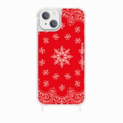 Coque iPhone 13 avec anneau glossy transparente Bandana rouge Design La Coque Francaise.