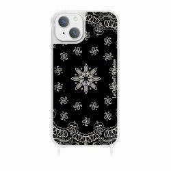 Coque iPhone 13 avec anneau glossy transparente Bandana noir Design La Coque Francaise.
