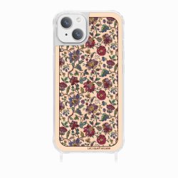 Coque iPhone 13 avec anneau glossy transparente Foulard fleurs rouges Design La Coque Francaise.