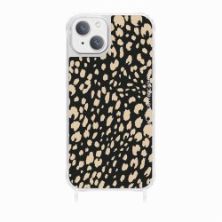 Coque iPhone 13 avec anneau glossy transparente Léopard noir et beige Design La Coque Francaise.