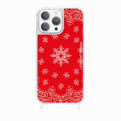 Coque iPhone 12 PRO MAX avec anneau glossy transparente Bandana rouge Design La Coque Francaise.