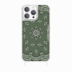 Coque iPhone 12 PRO MAX avec anneau glossy transparente Bandana kaki Design La Coque Francaise.