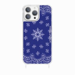 Coque iPhone 12 PRO MAX avec anneau glossy transparente Bandana bleu Design La Coque Francaise.