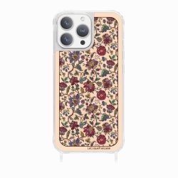 Coque iPhone 12 PRO MAX avec anneau glossy transparente Foulard fleurs rouges Design La Coque Francaise.