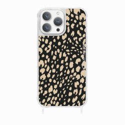 Coque iPhone 12 PRO MAX avec anneau glossy transparente Léopard noir et beige Design La Coque Francaise.
