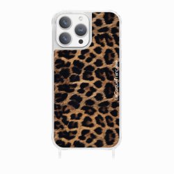 Coque iPhone 12 PRO MAX avec anneau glossy transparente Léopard noir et brun Design La Coque Francaise.