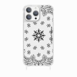 Coque iPhone 12/12 PRO avec anneau glossy transparente Bandana blanc Design La Coque Francaise.