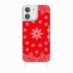 Coque iPhone 12 Mini avec anneau glossy transparente Bandana rouge Design La Coque Francaise.