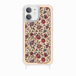 Coque iPhone 12 Mini avec anneau glossy transparente Foulard fleurs rouges Design La Coque Francaise.