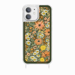 Coque iPhone 12 Mini avec anneau glossy transparente Foulard fleurs oranges Design La Coque Francaise.
