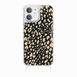 Coque iPhone 12 Mini avec anneau glossy transparente Léopard noir et beige Design La Coque Francaise.