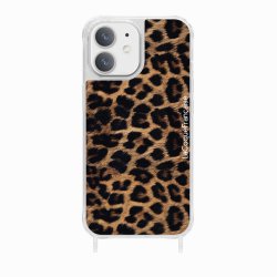 Coque iPhone 12 Mini avec anneau glossy transparente Léopard noir et brun Design La Coque Francaise.