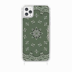 Coque iPhone 11 PRO MAX avec anneau glossy transparente Bandana kaki Design La Coque Francaise.
