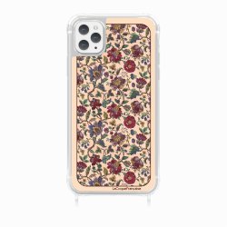 Coque iPhone 11 PRO MAX avec anneau glossy transparente Foulard fleurs rouges Design La Coque Francaise.