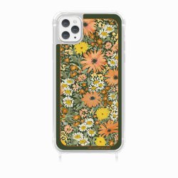 Coque iPhone 11 PRO MAX avec anneau glossy transparente Foulard fleurs oranges Design La Coque Francaise.