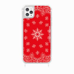 Coque iPhone 11 PRO avec anneau glossy transparente Bandana rouge Design La Coque Francaise.