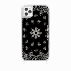 Coque iPhone 11 PRO avec anneau glossy transparente Bandana noir Design La Coque Francaise.