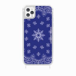 Coque iPhone 11 PRO avec anneau glossy transparente Bandana bleu Design La Coque Francaise.