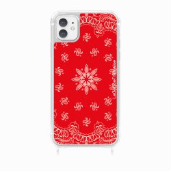 Coque iPhone 11 avec anneau glossy transparente Bandana rouge Design La Coque Francaise.