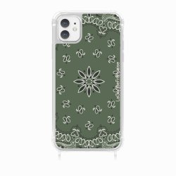 Coque iPhone 11 avec anneau glossy transparente Bandana kaki Design La Coque Francaise.