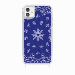 Coque iPhone 11 avec anneau glossy transparente Bandana bleu Design La Coque Francaise.