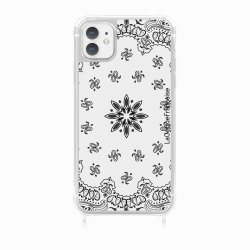 Coque iPhone 11 avec anneau glossy transparente Bandana blanc Design La Coque Francaise.
