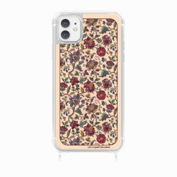 Coque iPhone 11 avec anneau glossy transparente Foulard fleurs rouges Design La Coque Francaise.