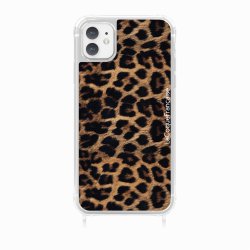 Coque iPhone 11 avec anneau glossy transparente Léopard noir et brun Design La Coque Francaise.