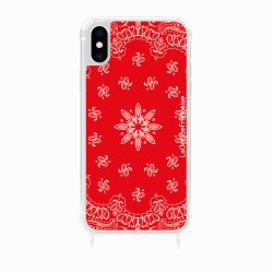 Coque iPhone X/XS avec anneau glossy transparente Bandana rouge Design La Coque Francaise.