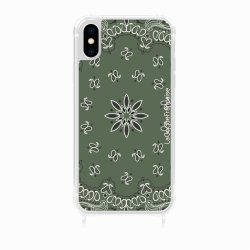 Coque iPhone X/XS avec anneau glossy transparente Bandana kaki Design La Coque Francaise.