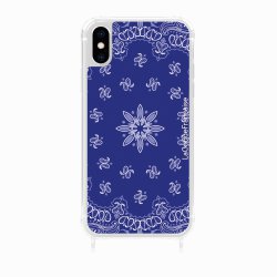 Coque iPhone X/XS avec anneau glossy transparente Bandana bleu Design La Coque Francaise.