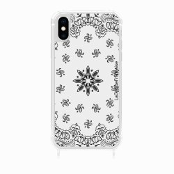 Coque iPhone X/XS avec anneau glossy transparente Bandana blanc Design La Coque Francaise.