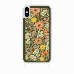 Coque iPhone X/XS avec anneau glossy transparente Foulard fleurs oranges Design La Coque Francaise.