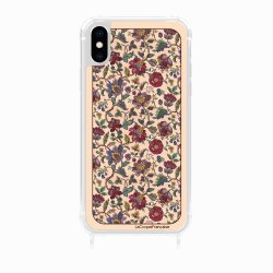 Coque iPhone Xs max avec anneau glossy transparente Foulard fleurs rouges Design La Coque Francaise.
