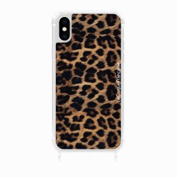 Coque iPhone Xs max avec anneau glossy transparente Léopard noir et brun Design La Coque Francaise.