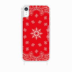 Coque iPhone XR avec anneau glossy transparente Bandana rouge Design La Coque Francaise.