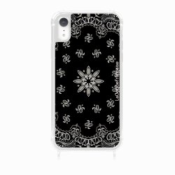 Coque iPhone XR avec anneau glossy transparente Bandana noir Design La Coque Francaise.