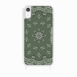 Coque iPhone XR avec anneau glossy transparente Bandana kaki Design La Coque Francaise.