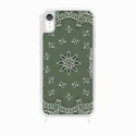 Coque iPhone XR avec anneau glossy transparente Bandana kaki Design La Coque Francaise.