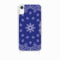 Coque iPhone XR avec anneau glossy transparente Bandana bleu Design La Coque Francaise.